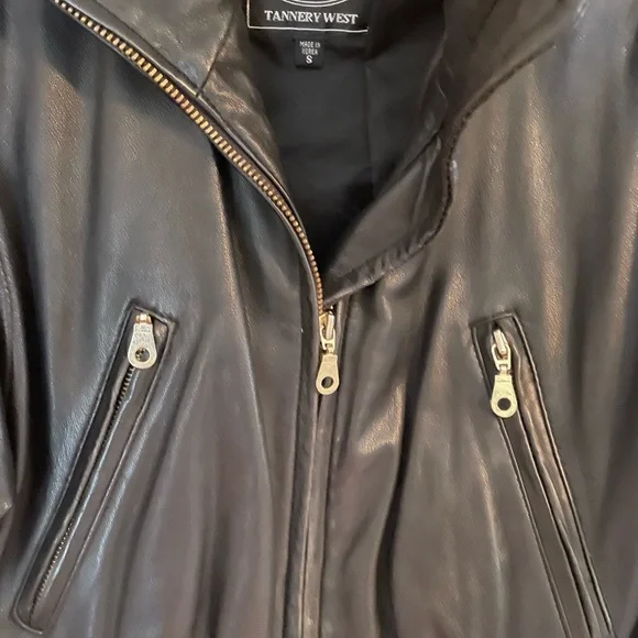 Black Leather Tannery West Jacket Size S - Picture 2 of 5